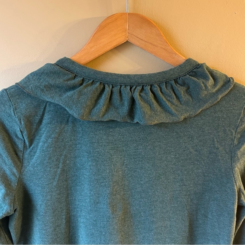 Brooks Brothers Women’s Small Dark Green Long Sleeve Top Ruffled Collar Shirt - Picture 6 of 10